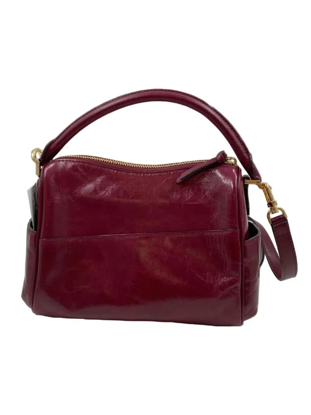 MICHAEL KORS Burgundy/Deep Berry LORIMER Small Satchel Purse w/Opt Crossbody